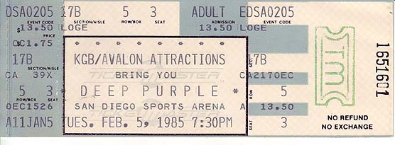 Deep Purple ticket stub